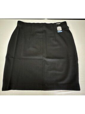 Express Womens Black Ponte Pencil Tailored Stretchy PullOn Seamless Skirt Size L